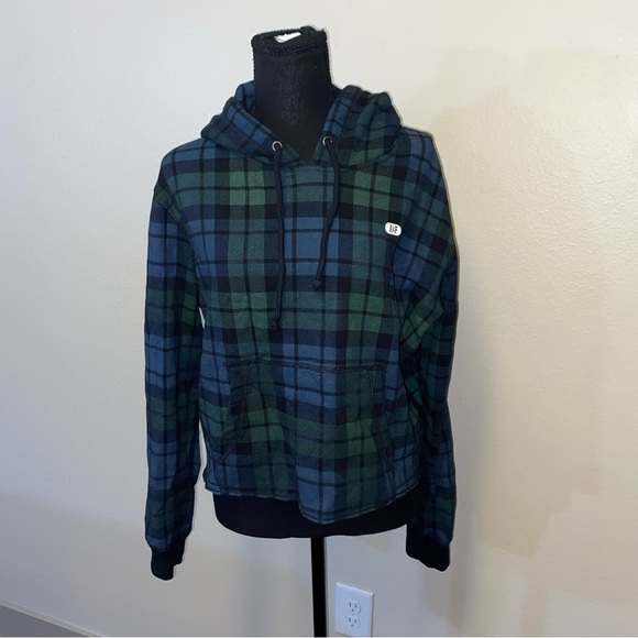 Abercrombie & Fitch Blue Green Plaid Hoodie - Picture 7 of 8